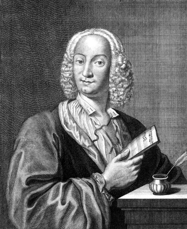 Antonio Vivaldi, Kupferstich von F. M. La Cave (1725) / Copyrighted public domain