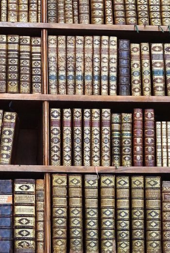 Buchbände in der Nationalbibliothek nah eingefangen