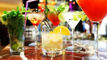 colorful cocktails close up