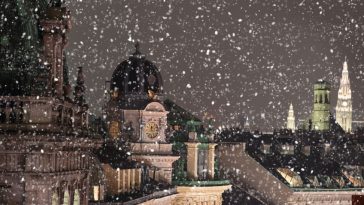 vienna rooftops cityscape with snow