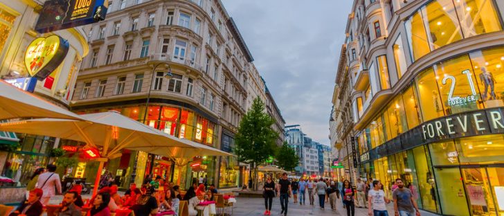walking around singerstrasse and graben area as evening lights set in, very charming, clean city streets. 21Forever
