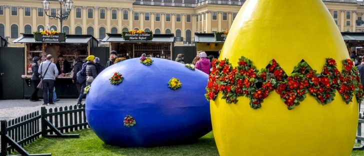 large easter eggs at easter market of schönbrunn palace