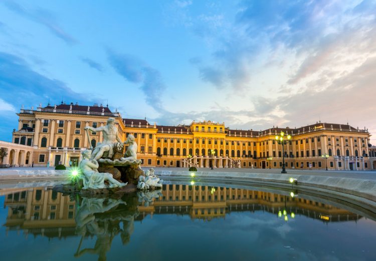 schonbrunn palace vienna austria at dusk